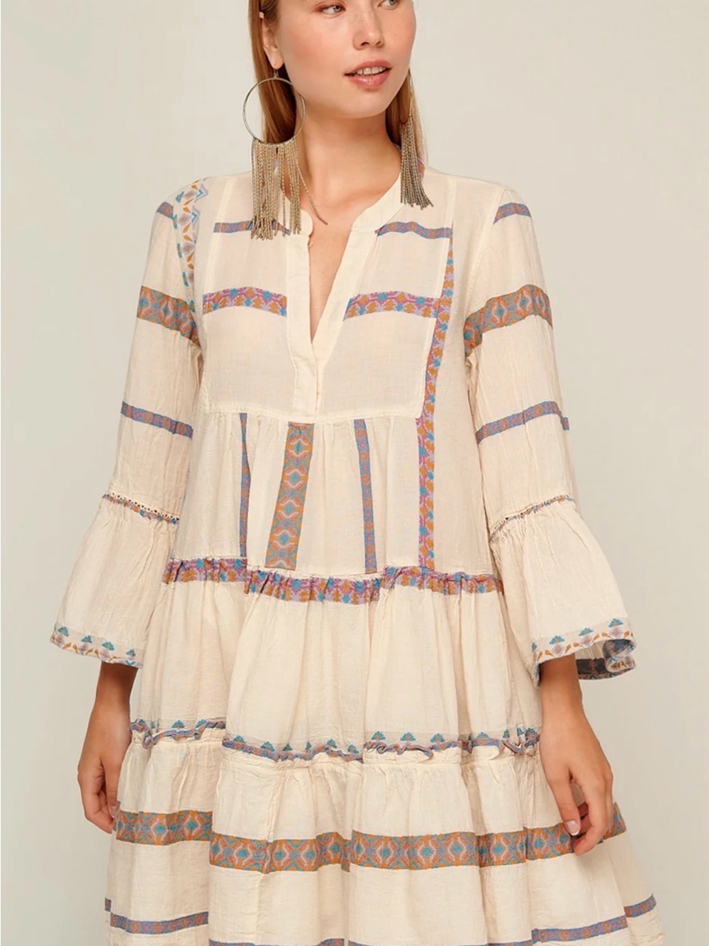 Pearl & Caviar Symi Tiered Dress Sz M